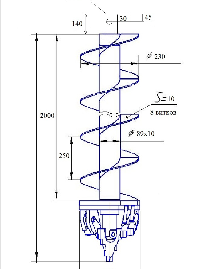 Шнек для бура 150 мм чертежи
