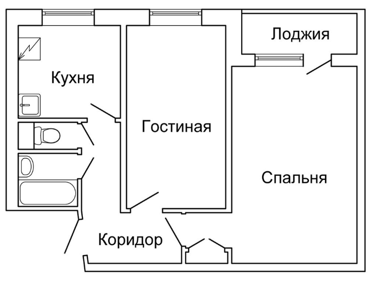 Перепланировка двухкомнатной квартиры ii-49, схема, фото.