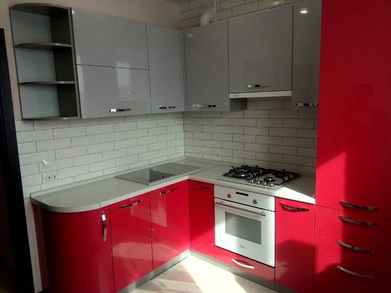 Красная Угловая Кухня Фото