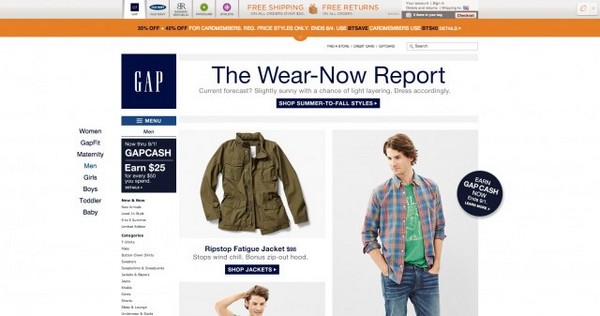 магазин одежды Gap.com