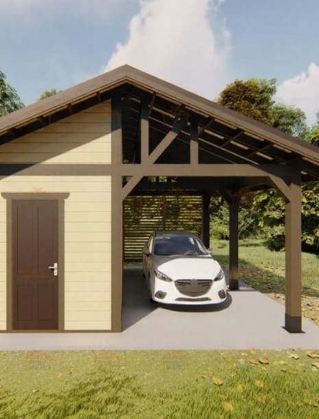 Навес с хозблоком