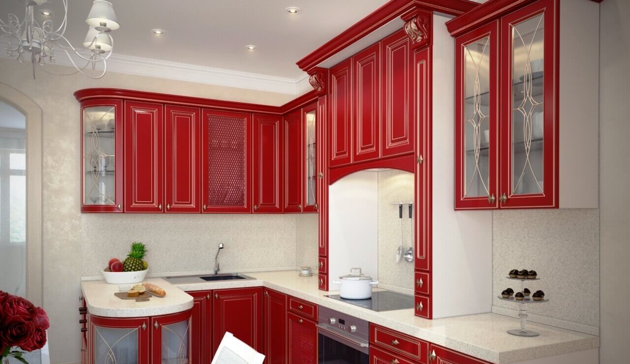 Дизайн интерьера кухни красного цвета