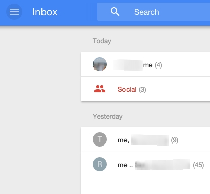 Входящие письма в приложении Gmail