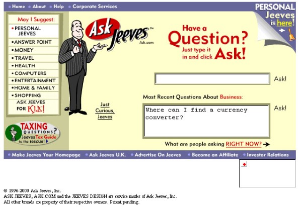 поисковик Ask Jeeves