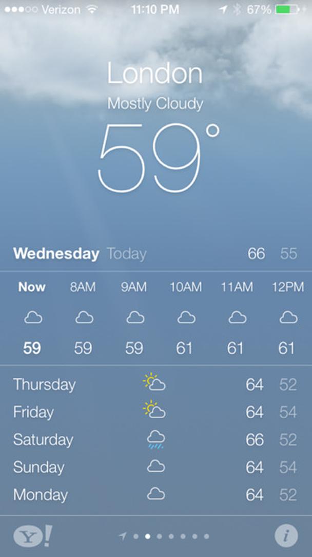 приложение Weather на iOS 7