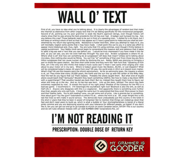 Нечитаемая «стена» текста