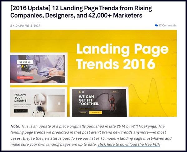 [Обновление 2016] 12 Landing Page трендов от быстрорастущих компаний, веб-дизайнеров и более 42 000 маркетологов