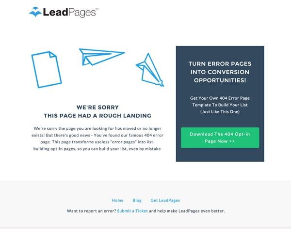 Страница ошибки 404 LeadPages