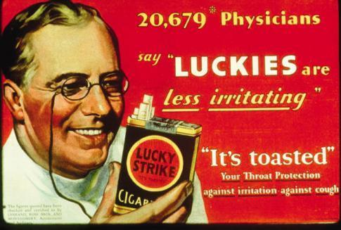 Успокаивающее свойство сигарет часто упоминалось в табачной рекламе середины 20-го века
