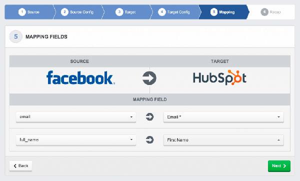 AdEspresso настраивается автоматическое добавление новых контактов из Facebook в HubSpot для последующей работы с лидами
