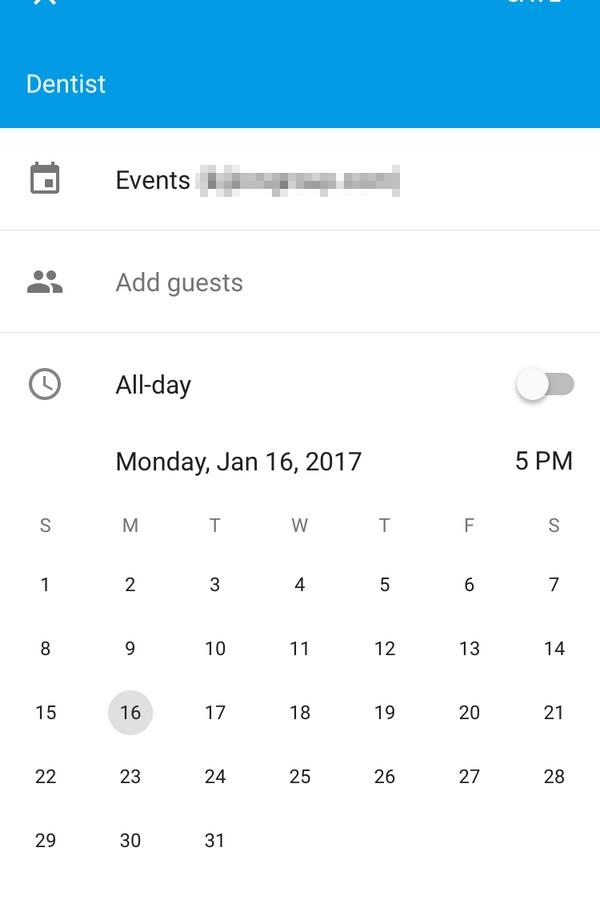 Классический пример — приложение Google Calendar для мобильных устройств.