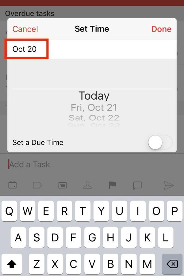В приложении Todoist для iPhone есть выбор: скроллить до нужной даты или напечатать ее. Заметьте, что текущая дата обозначена как «сегодня» — не нужно помнить, какой сейчас день.