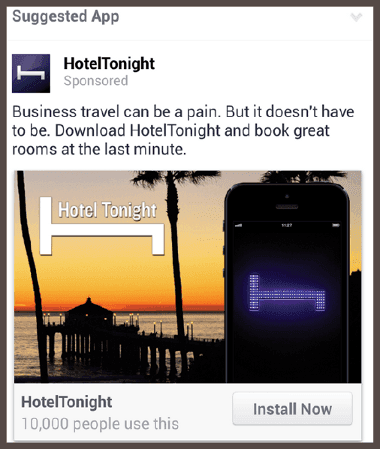 пример мобильного объявления, рекламирующего HotelTonight