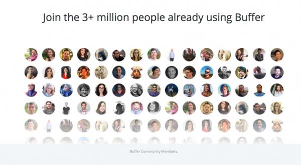 «Присоединяйтесь к 3+ миллионам людей, уже использующих Buffer».