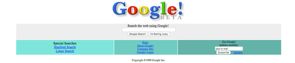 google homepage 1998