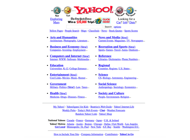 yahoo homepage 1997