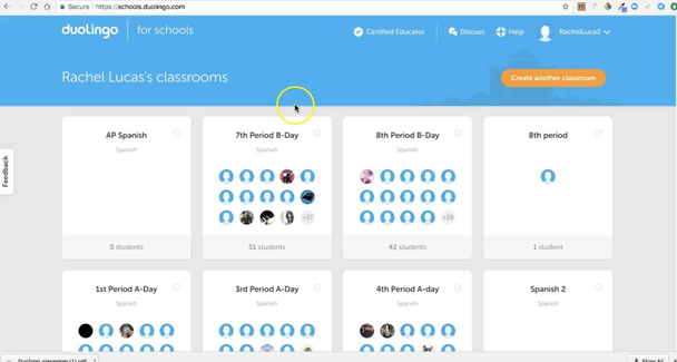 Пример интерфейса «Duolingo для школ»