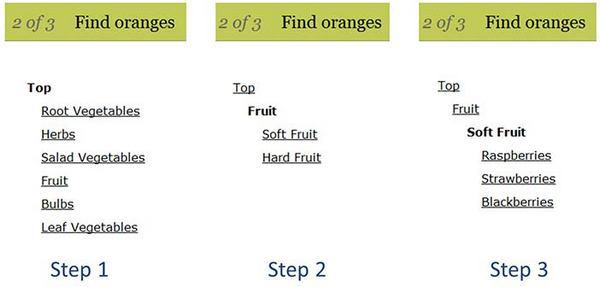 пример древесной сортировки, используемой в рамках задачи «Найти апельсины» (Find oranges), взятый с сайта optimworkshop.com