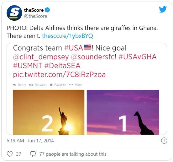 ФОТО: В Delta Airlines считают, что в Гане есть жирафы. Их там нет.