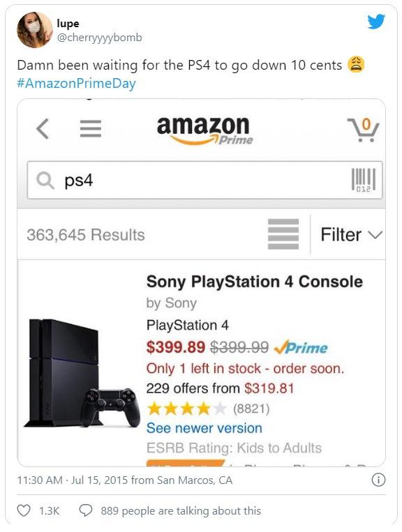 Черт, как же я ждала, когда цена на PS4 снизится на 10 центов #AmazonPrimeDay