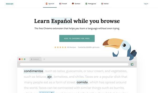 Бесплатное расширение Google Chrome для изучения иностранных языков — Toucan
