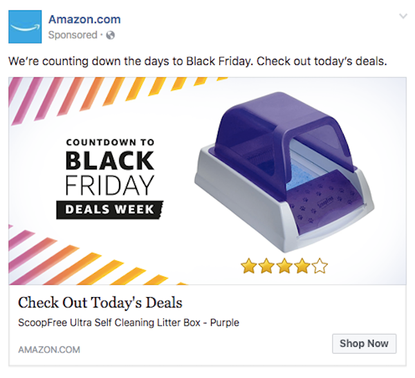 Реклама Черной пятницы Amazon на Facebook