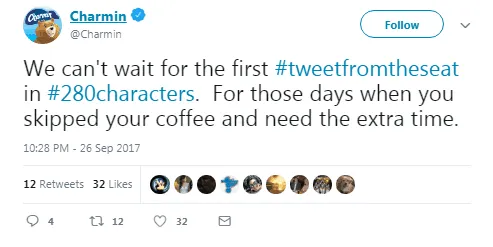 Не можем дождаться первого #tweetfromtheseat в #280символов. Для тех дней, когда вы отказались от кофе и вам потребовалось дополнительное время.