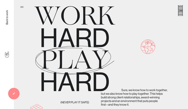Благодаря типографике бренд Locomotive успешно доносит свой посыл (work hard, play hard — с акцентом на play) до пользователей