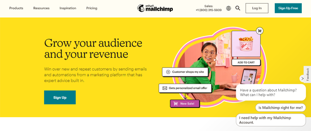 Скриншот официального сайта MailChimp