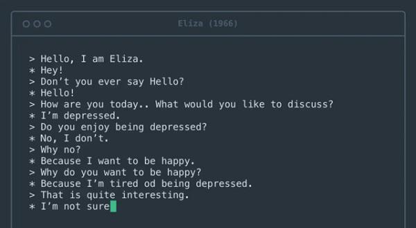 Первой компьютерной системой, вовлекавшей людей в диалог, стала программа Eliza, созданная более полувека назад.