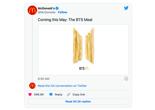 Пост в Twitter: «Встречайте в мае: BTS-обед»