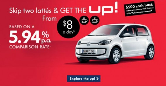 «Откажитесь от 2 латте и получите Up!» (модель Volkswagen Up!)