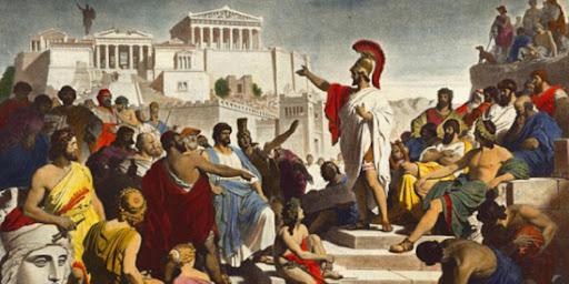 Похоронная речь Перикла, афинского политика, который использовал остракизм для изгнания своего соперника.